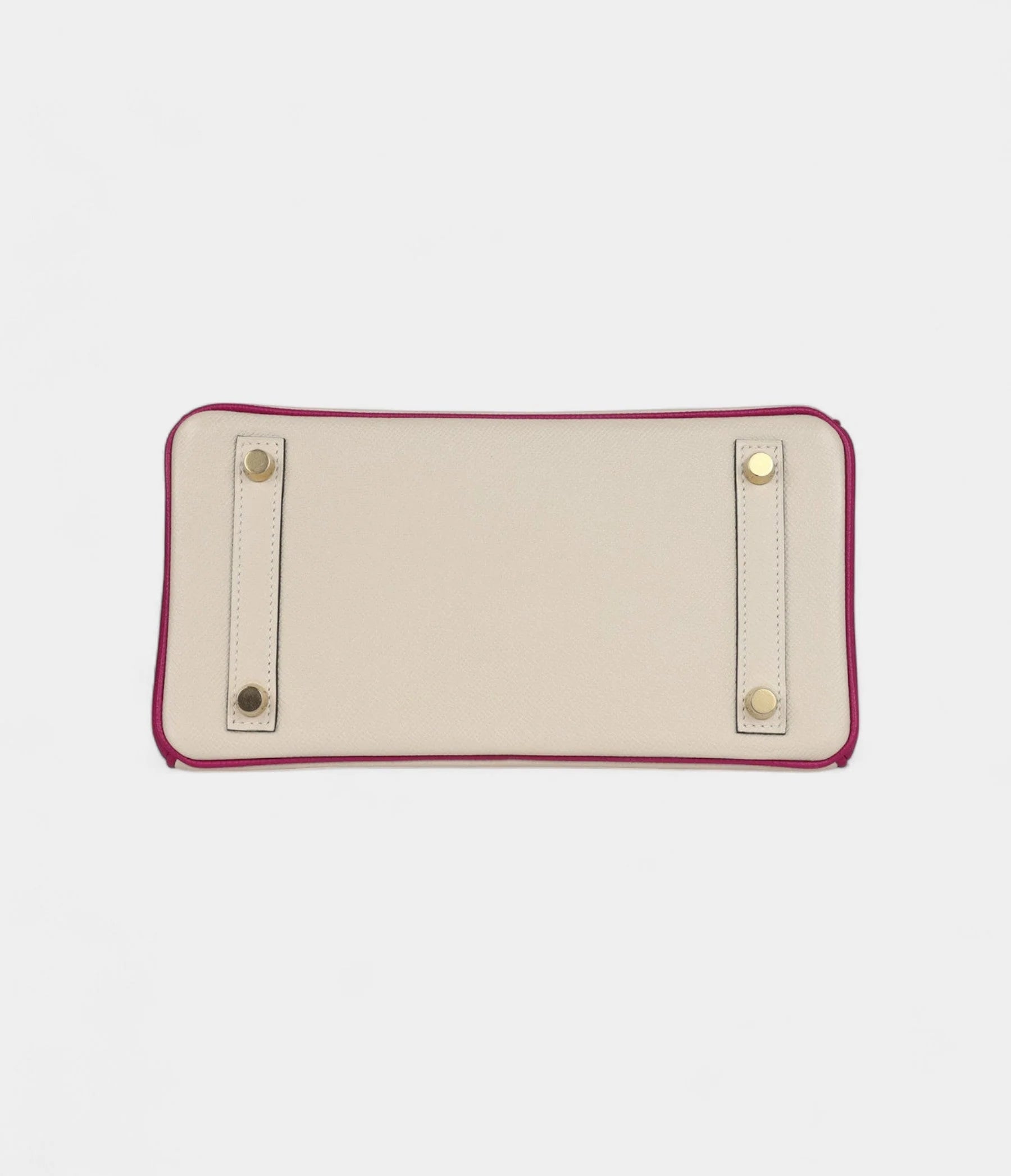 Hermès Birkin Sellier 25 Craie and Rose Pourpre Epsom Brushed Gold Hardware