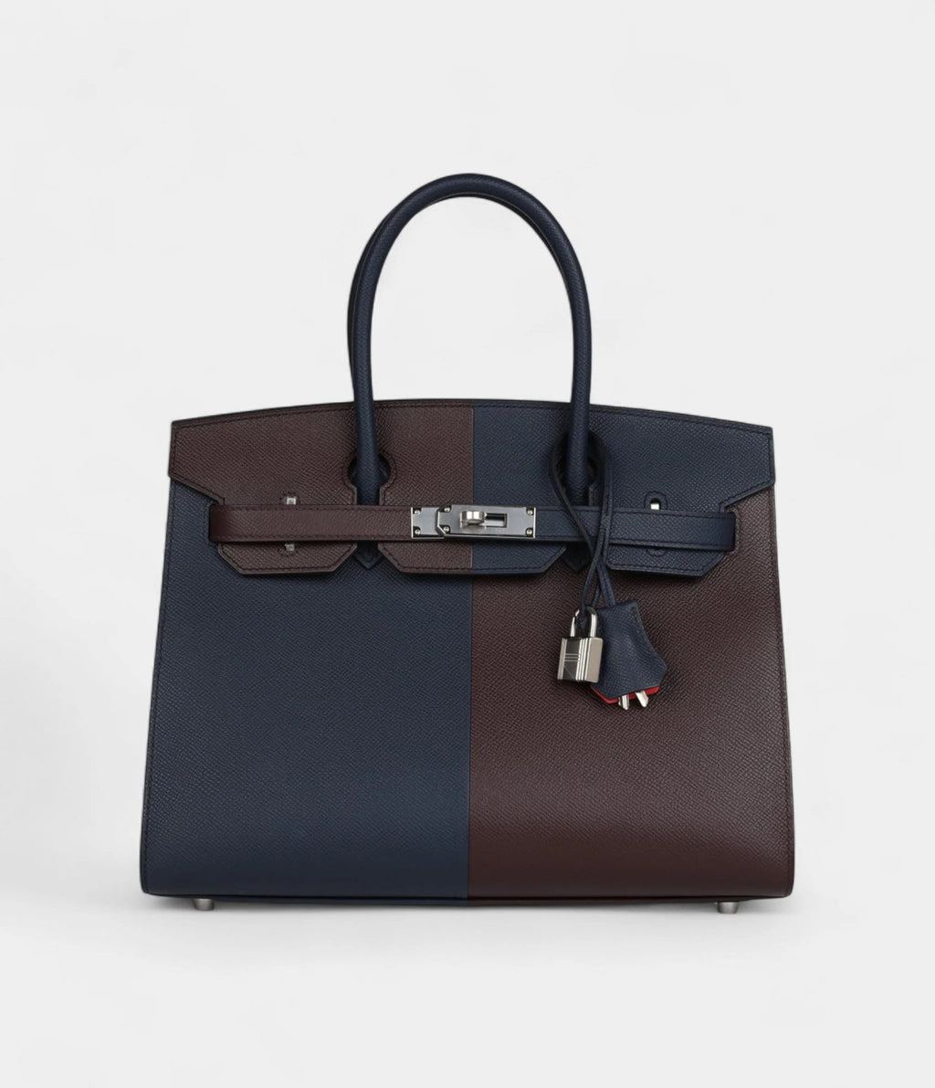 Hermès Casaque Birkin Sellier 30 Rouge Sellier and Bleu Indigo Epsom Palladium Hardware