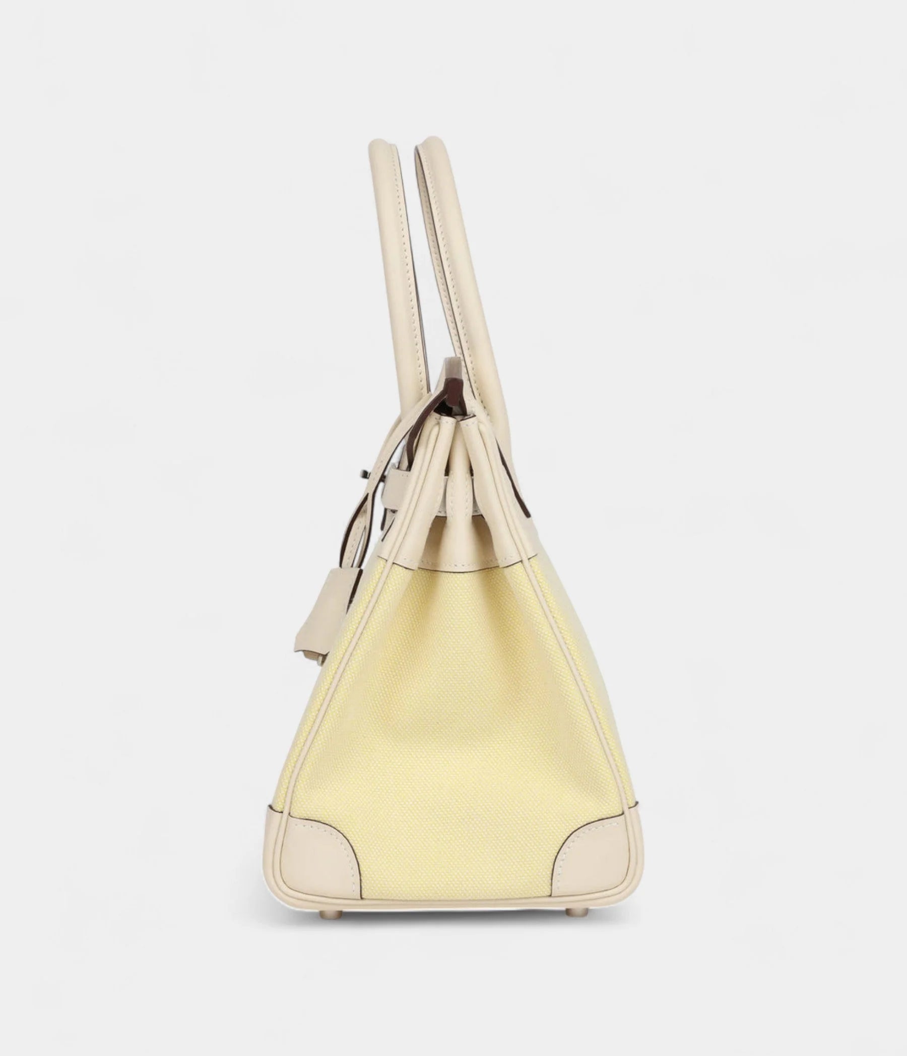 Hermès Birkin 30 Nata Swift and Jaune Poussin Toile Palladium Hardware